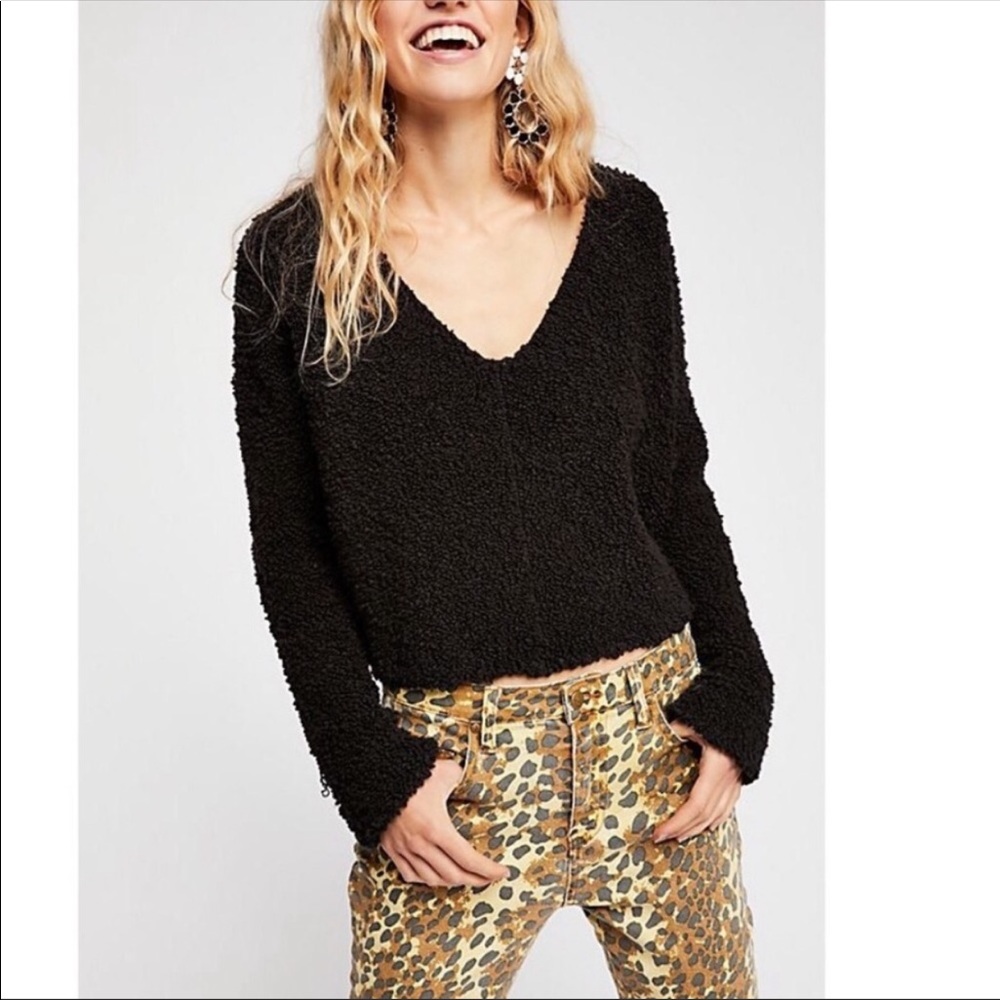 NEW Free people black popcorn sweater